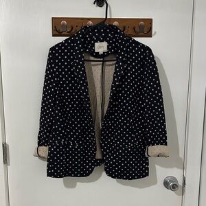 LOFT Black Blazer with Cream Polka Dots